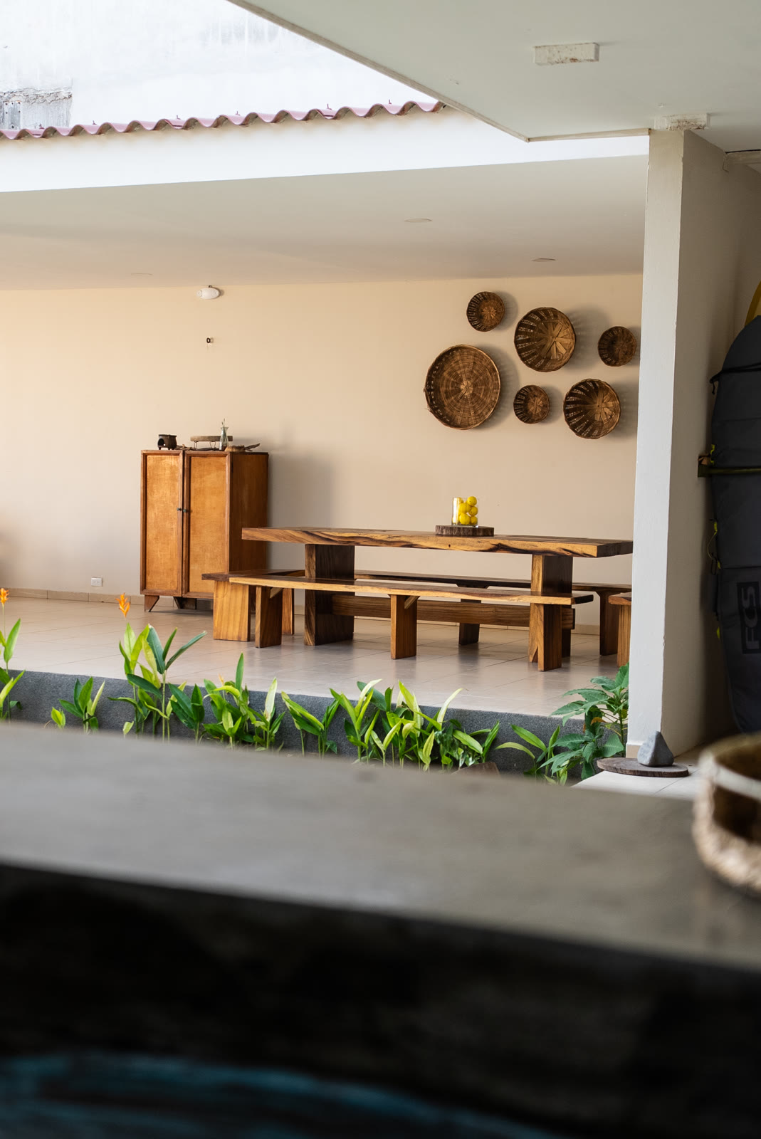 Covered outdoor dining area